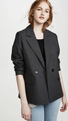 Anine Bing Becky Pinstriped Single-button Blazer In Charcoal