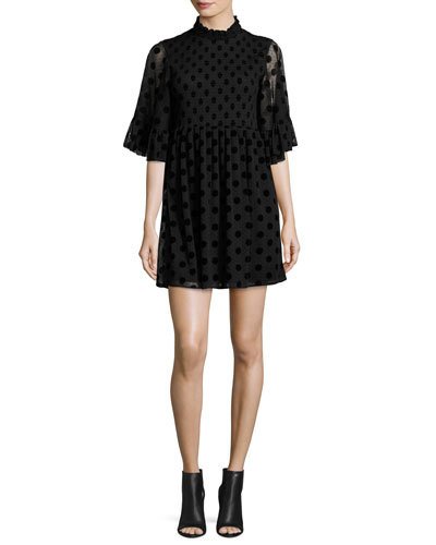 smocked polka dot dress