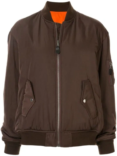 Gvgv Zipped-up Bomber Jacket In Brown