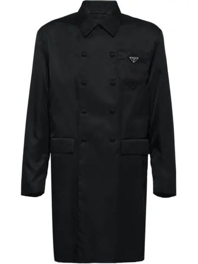 Prada Double Breasted Shirt Coat In Black