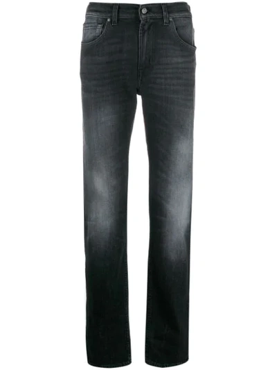 7 For All Mankind Straight-leg Denim Trousers In Black