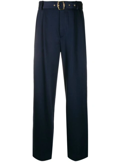 Sies Marjan Andy Pleated Satin-twill Trousers In Blue