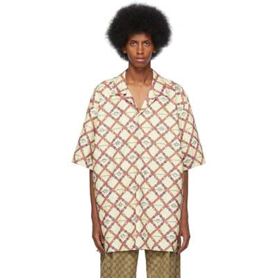Gucci Oversized Paper-effect Bowling Shirt In Neutrals