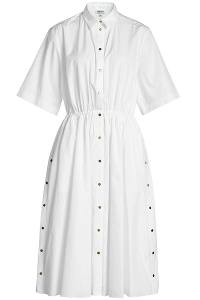 Kenzo Embellished Cotton-poplin Shirt Dress In White