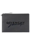 Givenchy Signature Logo Large Leather Pouch In Black
