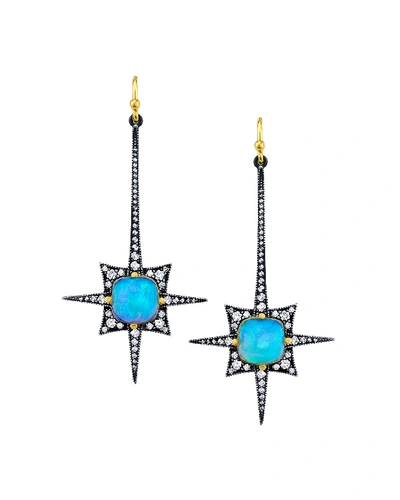 Arman Sarkisyan Long Opal Diamond Spike Earrings In Blue