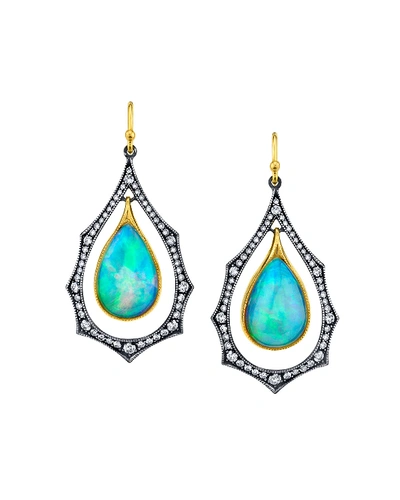 Arman Sarkisyan Diamond-frame Opal Drop Earrings In Blue