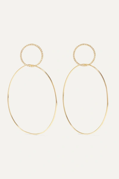 Ileana Makri Double Slim Large 18-karat Gold Diamond Hoop Earrings