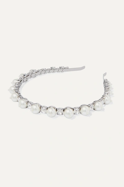 Simone Rocha Silver-tone, Crystal And Faux Pearl Headband In Pink