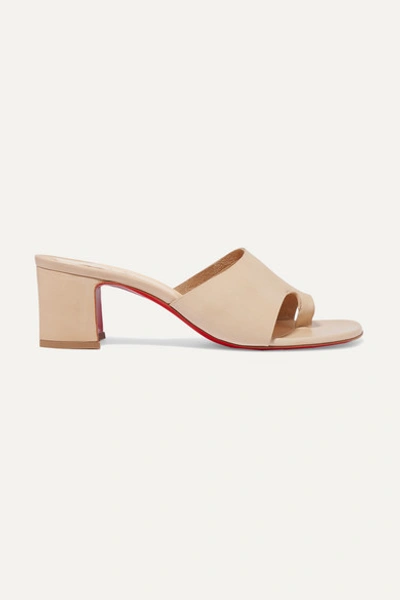 Christian Louboutin Viberta 55 Leather Mules In Neutral