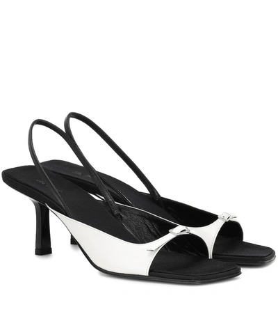 The Row Two-tone Leather Slingback Sandals In Black