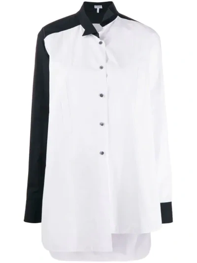 Loewe Asymmetric Two-tone Cotton-poplin Shirt In White