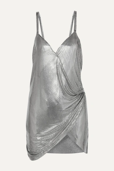 Fannie Schiavoni Iza Chainmail Wrap Mini Dress In Silver