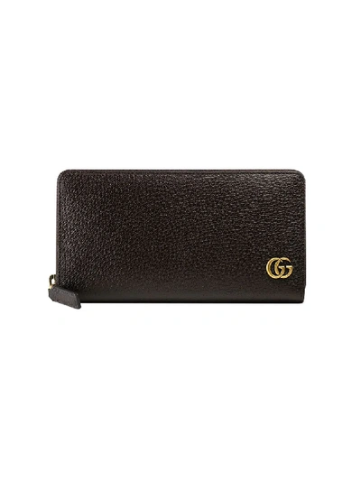 Gucci Gg Marmont Grained-leather Wallet In Brown