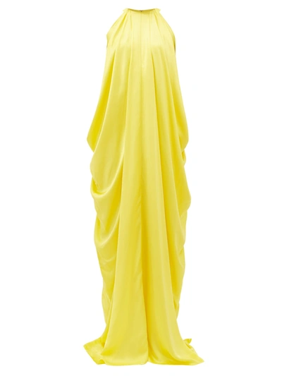 Halpern Satin-draped Halter-neck Gown In Yellow