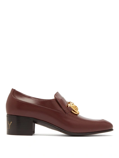 Gucci Women's Leather Horsebit Chain Loafers In Burgundy