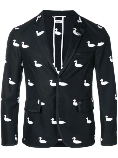 Thom Browne Duck-embroidered Cotton-twill Blazer In Black