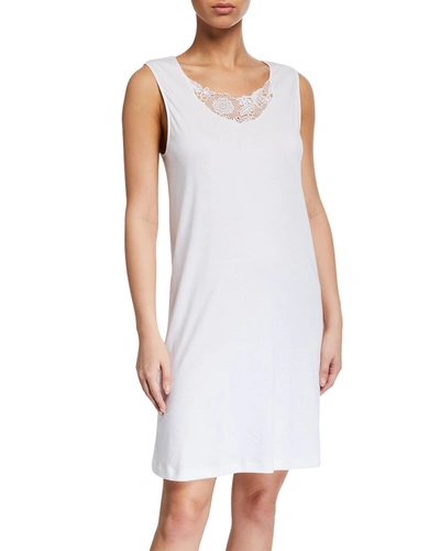 Hanro Flora Lace-inset Tank Nightgown In White