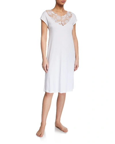 Hanro Floral Cap-sleeve Nightgown In White
