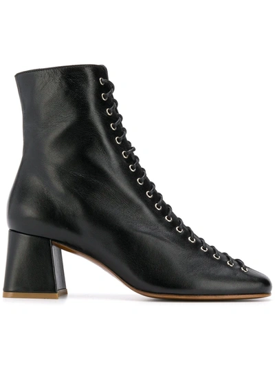 By Far Becca Lace-up Leather Ankle Boots In Black