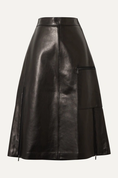 Acne Studios Ligrid Paneled Leather Skirt In Black