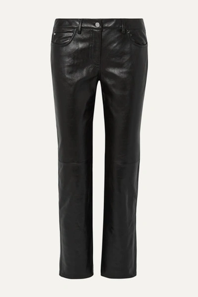 Michael Kors Paneled Leather Straight-leg Pants In Black