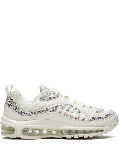 Nike Air Max 98 Lx Faux Leather-trimmed Embellished Pvc And Mesh Sneakers In White