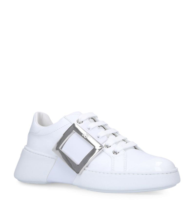 Roger Vivier Skate Embellished Rubber-trimmed Leather Sneakers In Bianco Silver