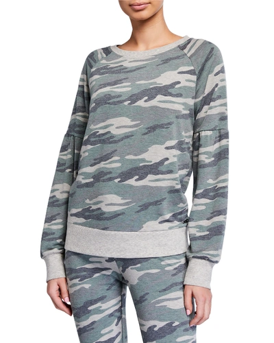 Marc New York Performance Puffed-sleeve French Terry Sweatshirt In Olive Camo