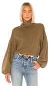 Agolde Balloon Sleeve Turtleneck Sweatshirt In Zombie