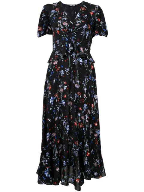 Markus Lupfer Kleid Mit Blumen-print In Black | ModeSens