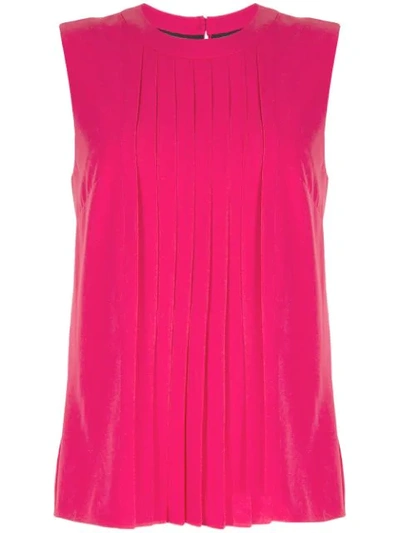 Markus Lupfer Pleated Sleeveless Blouse In Pink