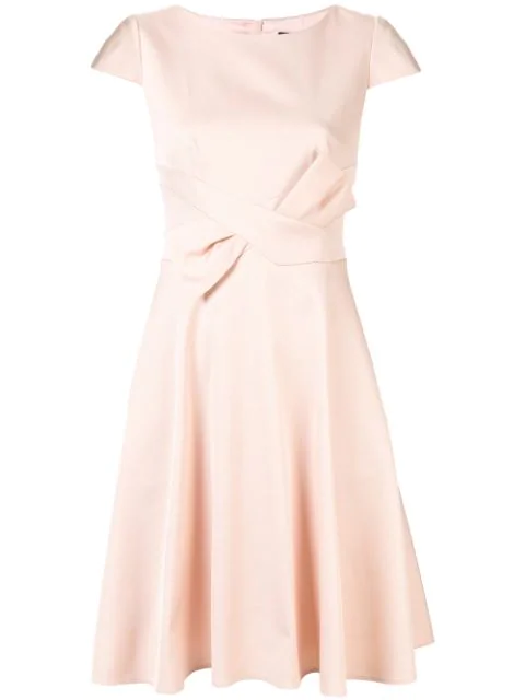 Paule Ka Bow-detail Flared Dress In Pink | ModeSens