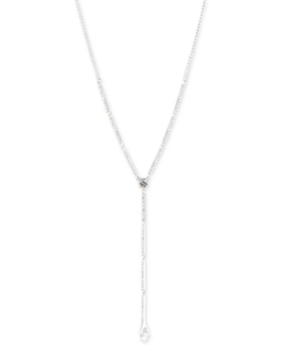 Givenchy Crystal Lariat Necklace, 16"' + 3" Extender In Silver