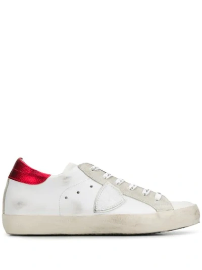 Philippe Model Paris Sneaker Made Of White And Red Leather In Bianco