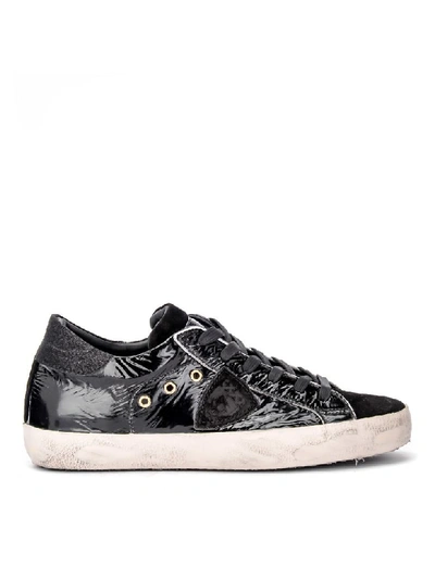 Philippe Model Paris Sneaker In Black Leather With Suede In Nero