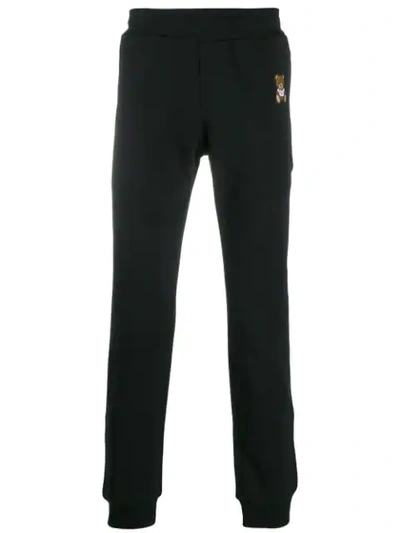 Moschino Bear Patch Track Pants In Black
