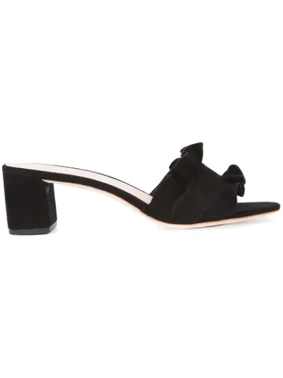 Loeffler Randall Vera Ruffle-trimmed Suede Mules In Black