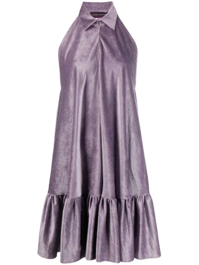 Talbot Runhof Satin Corduroy Dress In Purple