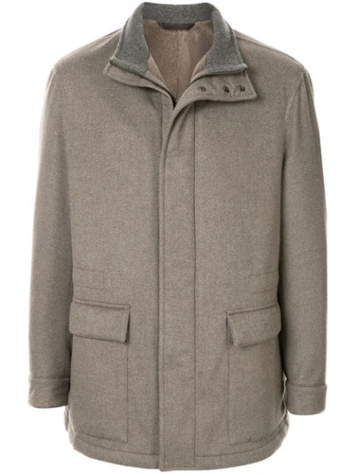 Brioni Concealed Zip Jacket In Grey