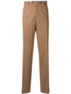 Brioni Creased Straight Leg Trousers In Brown