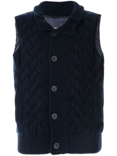 Herno Cashmere Knitted Gilet In Blue