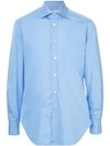 Kiton Poplin Shirt In Blue