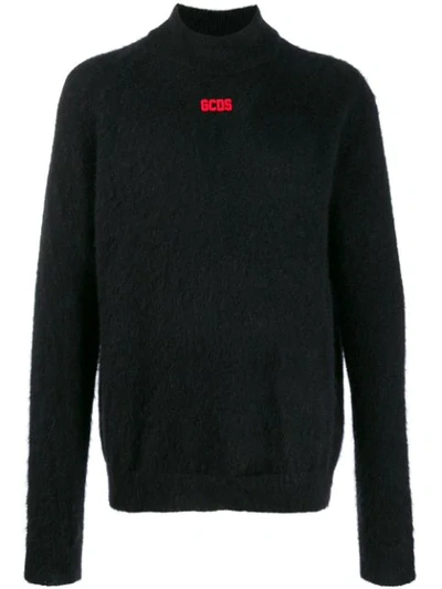 Gcds Logo Fuzzy Knit Jumper In Black