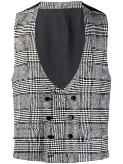 Dolce & Gabbana Checked Double-breasted Waistcoat In Black