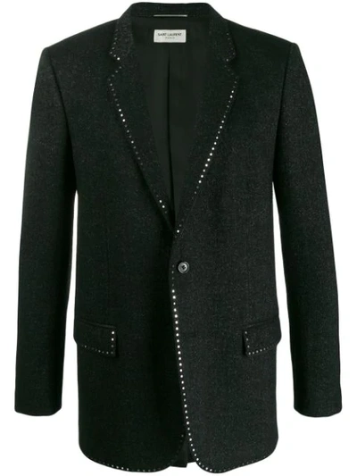 Saint Laurent Sequin-trim Blazer In Grey