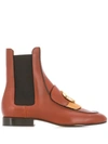 Chloé C Flat Chelsea Boots In Braun