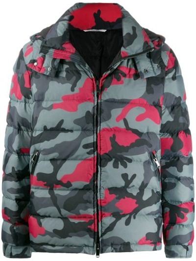 Valentino Camouflage Print Puffer Jacket In Multi