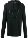 Balmain Logo Print Hoodie In Black