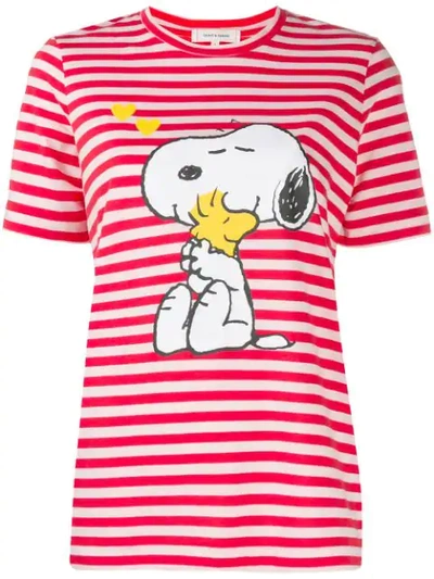 Chinti & Parker Snoopy Striped T-shirt In Red